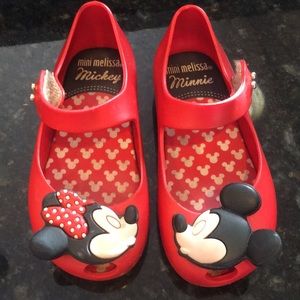 Mini Melissa Minnie and Mickey Shoes. Size 8